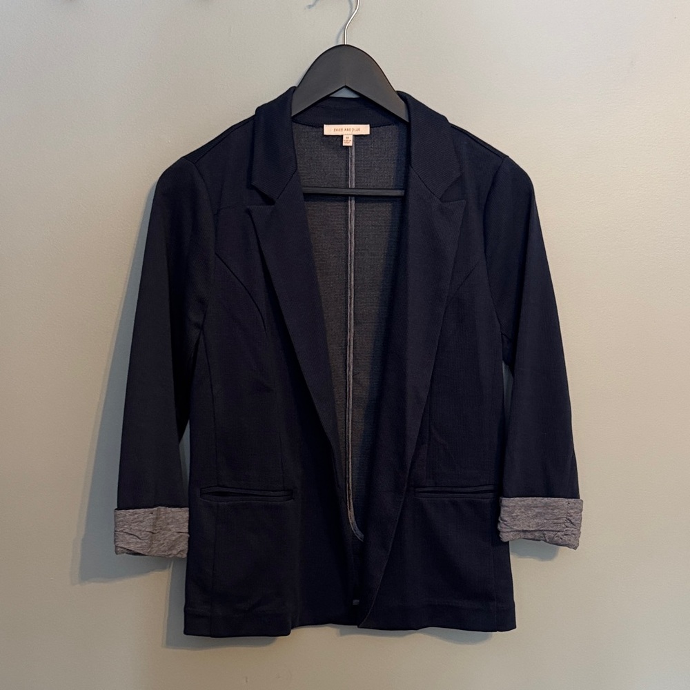 Women's Navy Blazer with Gray Accents